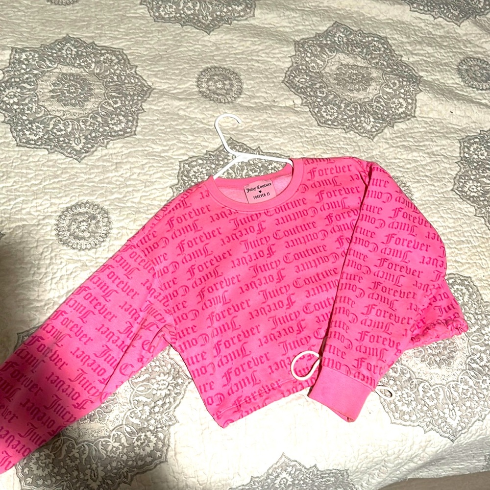 Juicy Couture x Forever 21 Collaboration Crop Pullover Sweatshirt Small Pink